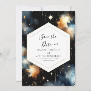 Elegant Watercolor Celestial Wedding Save The Date