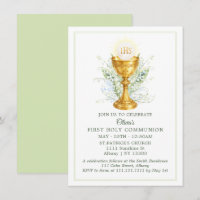 Elegant Watercolor Chalice First Holy Communion