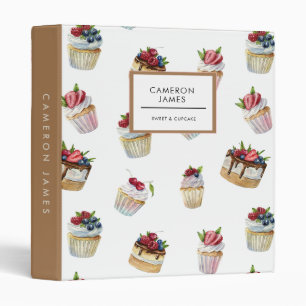 Elegant Watercolor Cheesecake & Cupcake Pattern Binder