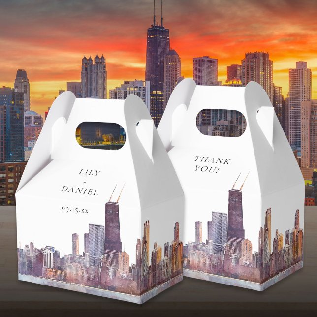 Elegant Watercolor Chicago Wedding Favor Box (Elegant Watercolor Chicago Wedding Favor Boxes)
