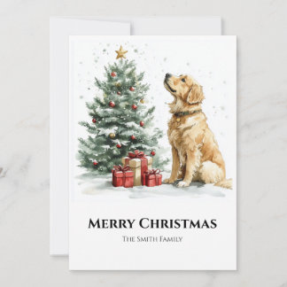 Elegant Watercolor Christmas adn Dog Holiday Card