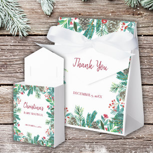 Elegant Watercolor Christmas Baby Shower Favor Box