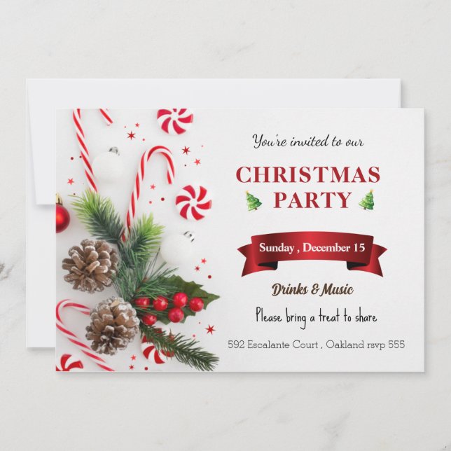 Elegant watercolor Christmas Holiday Party Invitation (Front)