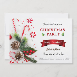 Elegant watercolor Christmas Holiday Party Invitation