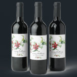 Elegant Watercolor Christmas Holly Berries Name Wine Label<br><div class="desc">A beautiful wine label in classic Christmas watercolor holly and berries with a script and modern typography. Easily customize a bottle of wine and make it 100% your own by adding a label! Perfect for these holiday parties or as a gift. Message me if you need assistance or have any...</div>