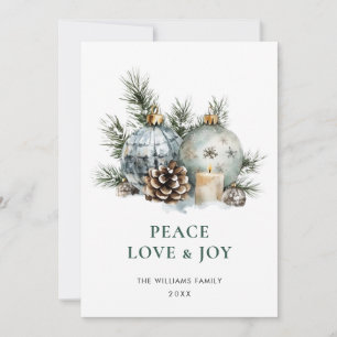 Elegant Watercolor Christmas Ornament Greeting Holiday Card
