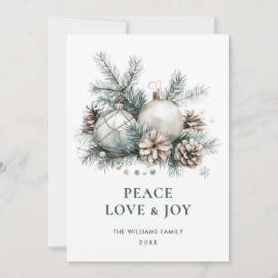 Elegant Watercolor Christmas Ornament Greeting Holiday Card