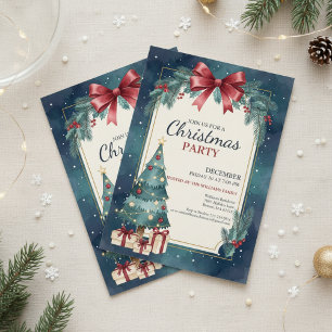 Elegant Watercolor Christmas Party Invitation