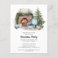 Elegant Watercolor Christmas Party Invitation  Pos