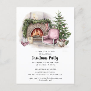 Elegant Watercolor Christmas Party Invitation Postcard