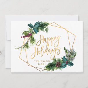 Elegant Watercolor Christmas Pine Cone Greeting Holiday Card