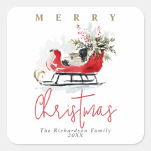 Elegant Watercolor Christmas Sleigh