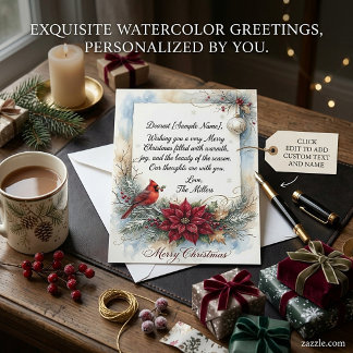 Elegant watercolor Christmas stationery