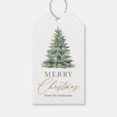 Elegant Watercolor Christmas Tree Holiday Gift Tags (Front)