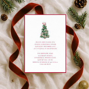 Elegant Watercolor Christmas Tree Holiday Party  Invitation