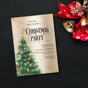 Elegant Watercolor Christmas Tree Invitation