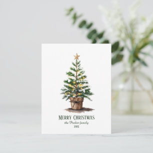 Elegant Watercolor Christmas Tree Non-Photo RSVP Card
