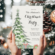 Elegant Watercolor Christmas Tree Party 