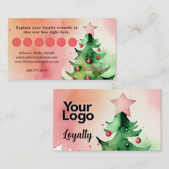 Elegant Watercolor Christmas Tree QR code Enclosure Card (Front/Back)