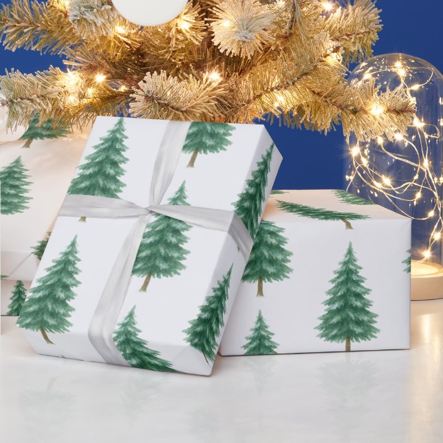 Elegant Watercolor Christmas Tree Wrapping Paper (Holidays)