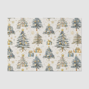 Elegant Watercolor Christmas Trees  Tissue Paper
