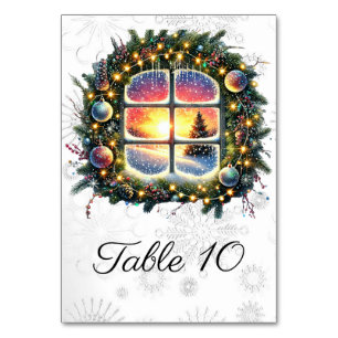 Elegant Watercolor Christmas Wedding Table Cards