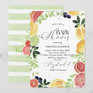 Elegant Watercolor Citrus baby shower Invitation
