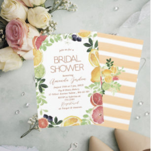 Elegant Watercolor Citrus   bridal shower Invitation