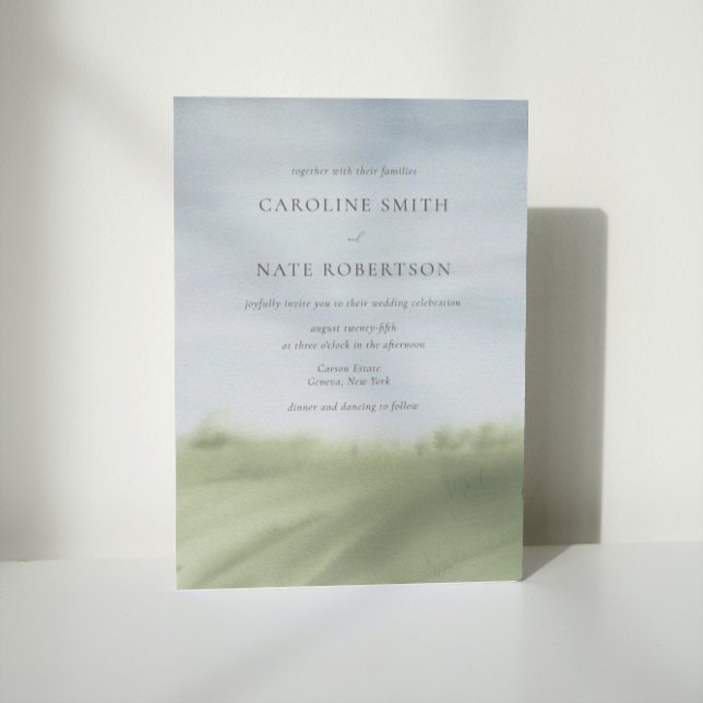 Elegant Watercolor Countryside Landscape Wedding Invitation (Creator Uploaded)