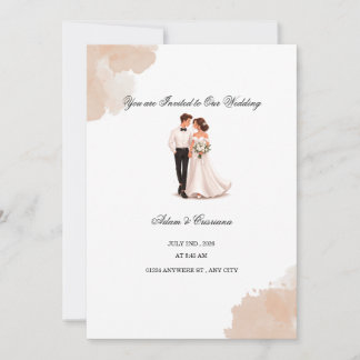 Elegant Watercolor Couple Wedding Invitation