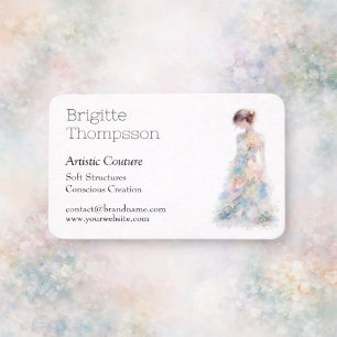 Elegant Watercolor Couture Bridal Fashion Designer Business Card