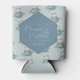 Elegant Watercolor Crab Wedding Favour Can Cooler