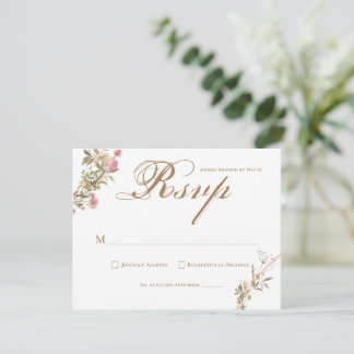 Elegant Watercolor Crest Monogram Response RSVP
