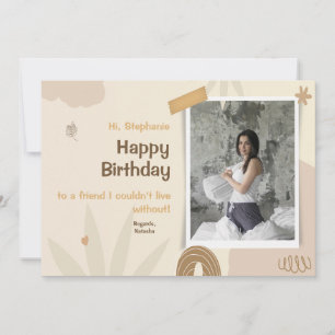 Elegant Watercolor Custom Photo Happy Birthday  Holiday Card