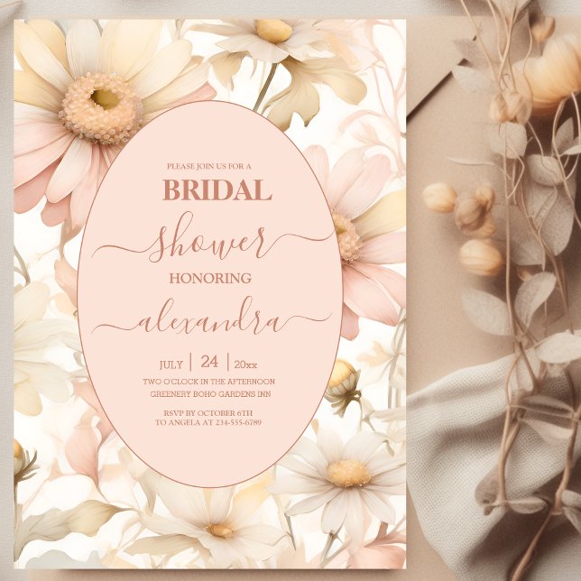 Elegant  Watercolor Daisy Bridal Shower Invitation (Creator Uploaded)