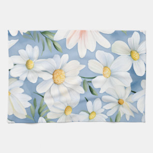 Elegant Watercolor Daisy Kitchen Towel
