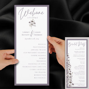 Elegant watercolor dark purple caligraphy ceremony program