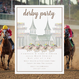 Elegant Watercolor Derby Party Racing Horses  Invitation
