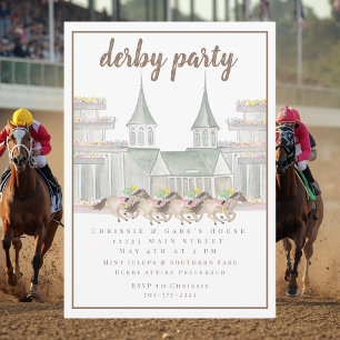 Elegant Watercolor Derby Party Racing Horses  Invitation