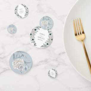 Elegant Watercolor Dusty Blue Botanical Confetti