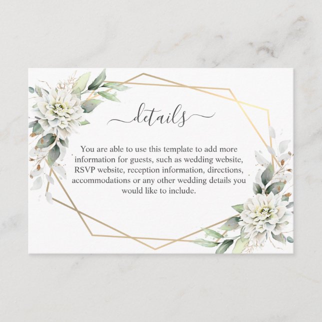 Elegant Watercolor Dusty Blue Foliage Details Enclosure Card (Front)