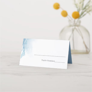 Elegant Watercolor Dusty Blue Place Card