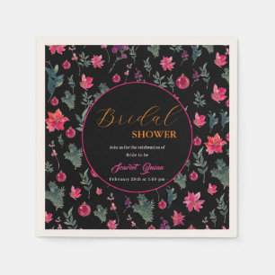 Elegant watercolor dusty pink floral bridal shower napkin