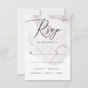 Elegant watercolor dusty purple script wedding RSVP card