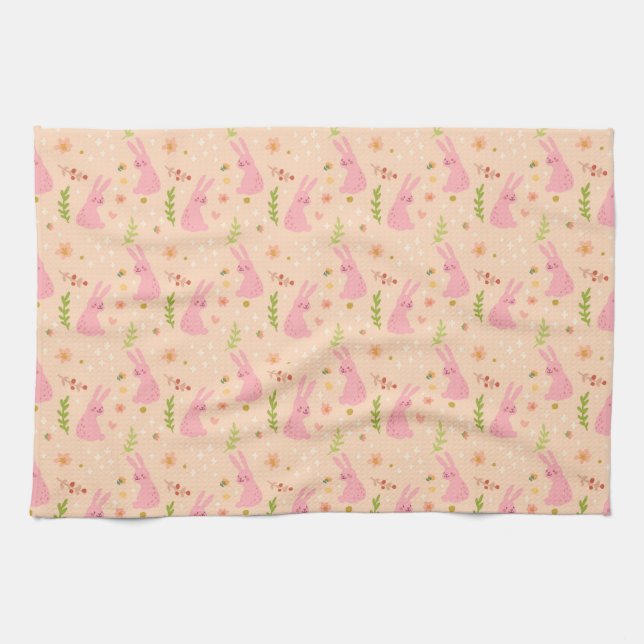 Elegant Watercolor Easter Pattern | Kitchen Towel (Horizontal)