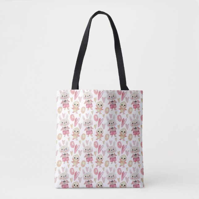 Elegant Watercolor Easter Pattern | Tote Bag (Front)