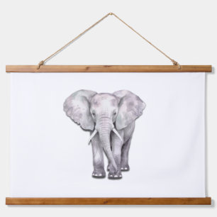 Elegant Watercolor Elephant Illustration  Hanging Tapestry