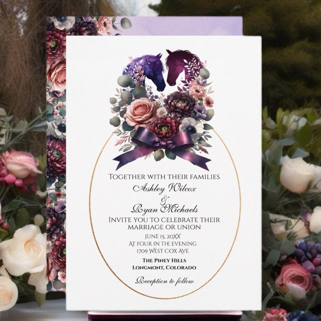 Elegant Watercolor Equestrian Wedding Invitation (Personalize this beautiful design to make your celebration special! Downloadable as well!)