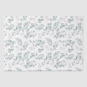 Elegant Watercolor Eucalyptus and Ferns Pattern Tissue Paper