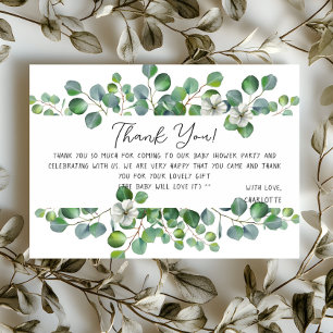 Elegant Watercolor Eucalyptus Baby Shower Thank You Card